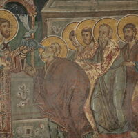 Christ commits  the apostles with wine